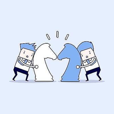 EPS 해외이미지 전신 남자 하늘색 일러스트 들기 성인 두명 경쟁 비즈니스맨 체스말 체스 비즈니스캐릭터 싸움 성인남자만 해외일러스트 일러캐릭터 캐릭터 컨셉 비즈니스 모션 놀이 사람 파란색 말_게임 직장인 남자만 성인만 파일형식 벡터 이미지허브