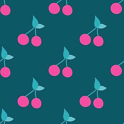 EPS 해외이미지 줄기 분홍색 백그라운드 잎 패턴 일러스트 사람없음 패턴백그라운드 체리 시원함 청록색 해외일러스트 식물 컬러 무늬 과일 파일형식 벡터 이미지허브