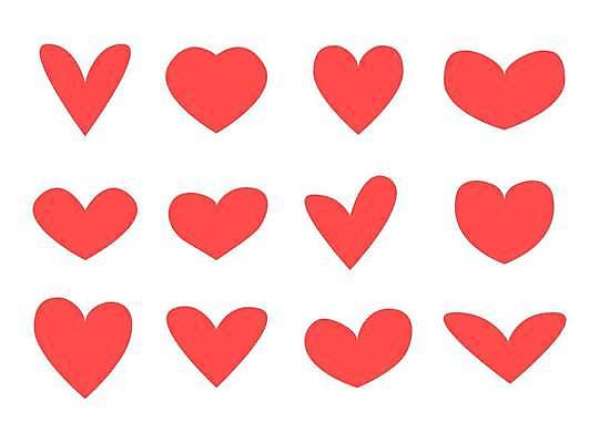 EPS 해외이미지 일러스트 사람없음 빨간색 세트 하트 엘리먼트 해외일러스트 모양 컬러 파일형식 벡터 이미지허브