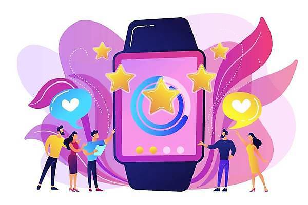 EPS 해외이미지 전신 라이프스타일 여자 남자 별 말풍선 잎 일러스트 서기 들기 여러명 성인 디지털 보라색 하트 가리킴 어플리케이션 스마트 서류판 스마트워치 얼굴없음 성인만 해외일러스트 자연요소 모양 식물 컬러 다수 컨셉 모션 사람 손짓 생활 스마트기기 사무용품 웨어러블 파일형식 벡터 이미지허브