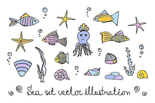 EPS 해외이미지 손 디자인 야생동물 파도 바다 여행 일러스트 자연 조개 불가사리 연체동물 어류 미술 해변 그래픽 세트 컬러풀 수중 다양 껍질 직물 낙서 인쇄 만화 스케치 수집 그림 다이빙 문어 수족관 내추럴 고립 해외일러스트 동물 컬러 다수 문화예술 어패류 극피동물 무척추동물 신체부위 수영 수중동물 생태계 수중스포츠 파일형식 벡터 이미지허브