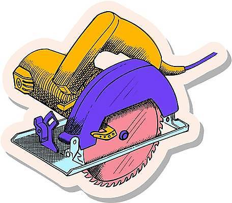 EPS 해외이미지 스티커 일러스트 사람없음 노란색 보라색 심볼 톱 해외일러스트 컬러 공구 파일형식 벡터 이미지허브