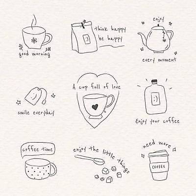 EPS 해외이미지 커피 말풍선 일러스트 주전자 티타임 사람없음 컵 숟가락 하트 커피잔 찻주전자 물병 라인아트 손그림 드로잉 티백 엘리먼트 테이크아웃컵 원두봉투 해외일러스트 모양 식기 음료 선 주방용품 휴식 봉투 잔 수저 미술 차_음료 물통 파일형식 벡터 이미지허브
