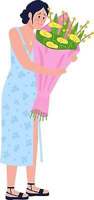 EPS 해외이미지 전신 여자 꽃다발 일러스트 한명 서기 들기 성인 성인여자한명만 반려식물 해외일러스트 식물 1 꽃 모션 사람 여자한명만 성인여자만 파일형식 벡터 이미지허브