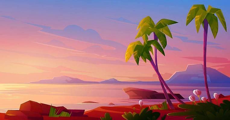 EPS 해외이미지 나무 구름 꽃 바다 분홍색 섬 여행 백그라운드 일러스트 자연 하늘 아침 휴가 손바닥 풍경 사람없음 물 여름 태양 일출 맑음 일몰 전원 저녁 만화 땅 휴양지 상승 무인 이국적 파라다이스 수평선 해외일러스트 주간 자연요소 식물 손 계절 컬러 컨셉 날씨 노을 장소 전기에너지 밤 야간 생태계 파일형식 벡터 이미지허브