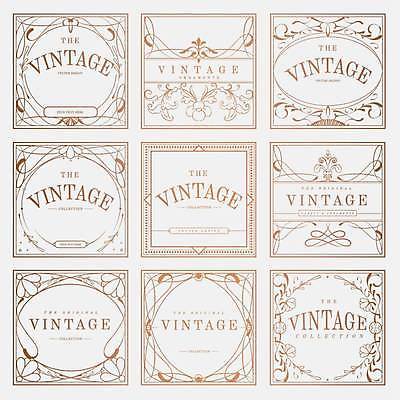 EPS 해외이미지 디자인 일러스트 프레임 사람없음 세트 사각형 빈티지 고급 해외일러스트 도형 컨셉 파일형식 벡터 이미지허브