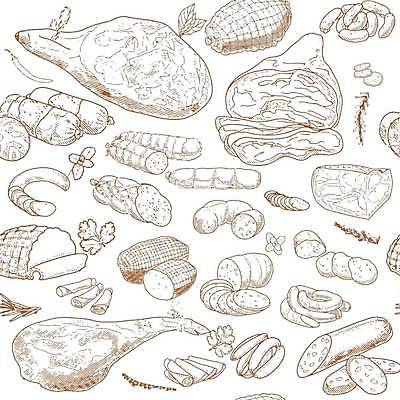 EPS 해외이미지 패턴 일러스트 육류 돼지고기 사람없음 소고기 소시지 스케치 햄 양고기 정육점 해외일러스트 무늬 식재료 미술 상점 가공식품 파일형식 벡터 이미지허브