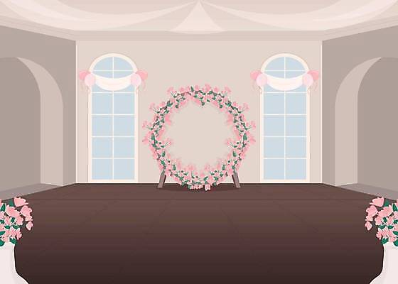 EPS 해외이미지 꽃 일러스트 창문 결혼식 사람없음 화관 예식장 해외일러스트 식물 결혼 공간 파일형식 벡터 이미지허브