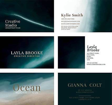 EPS 해외이미지 디자인 파도 바다 일러스트 비즈니스 명함 명함템플릿 해변 사람없음 남색 가로명함 해외일러스트 템플릿 컬러 파일형식 벡터 이미지허브