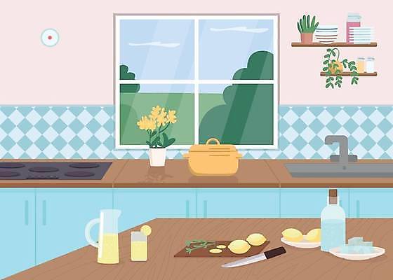 EPS 해외이미지 일러스트 주방용품 요리 사람없음 주방 레몬 해외일러스트 생활용품 과일 파일형식 벡터 이미지허브