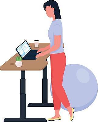EPS 해외이미지 전신 여자 일러스트 탁자 한명 서기 성인 노트북 타이핑 업무 비즈니스우먼 짐볼 성인여자한명만 해외일러스트 1 가구 비즈니스 모션 사람 전자제품 작업 직장인 여자한명만 성인여자만 파일형식 벡터 이미지허브