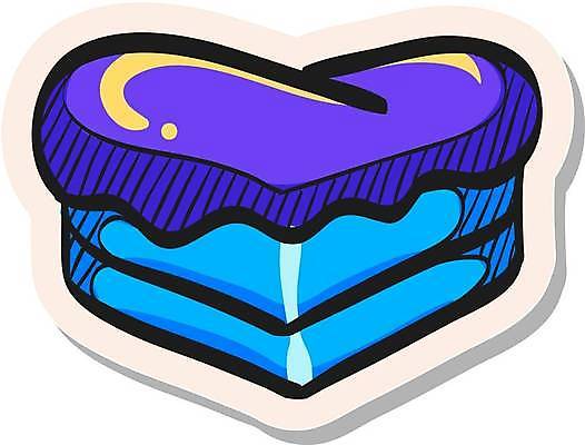 EPS 해외이미지 하늘색 스티커 일러스트 사람없음 케이크 보라색 하트 심볼 해외일러스트 모양 컬러 디저트 파란색 파일형식 벡터 이미지허브