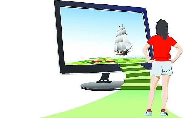 EPS 해외이미지 클립아트 학생 디자인 교육 백그라운드 컨셉 일러스트 수업 추상 항해 사람 스크린 모니터 흰색 고립 해외일러스트 컬러 무늬 배_교통 컴퓨터 파일형식 벡터 이미지허브