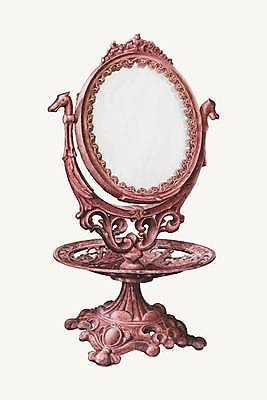 EPS 해외이미지 디자인 분홍색 일러스트 미술 사람없음 거울 골동품 탁상거울 해외일러스트 컬러 문화예술 파일형식 벡터 이미지허브