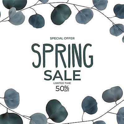 EPS 해외이미지 배너 일러스트 이벤트 사람없음 세일 봄 회색 흰색 50% 봄맞이 봄쇼핑 유칼립투스 해외일러스트 식물 계절 컬러 쇼핑 퍼센트 파일형식 벡터 이미지허브