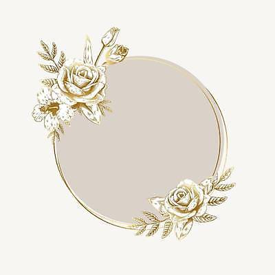 EPS 해외이미지 잎 일러스트 프레임 사람없음 장미 원형 꽃봉오리 베이지색 해외일러스트 도형 식물 꽃 컬러 파일형식 벡터 이미지허브