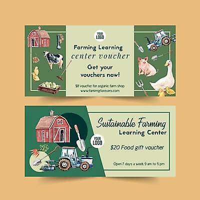 EPS 해외이미지 영어 여러마리 일러스트 오리 타이포그라피 사람없음 초록색 당근 돼지 티켓 모종삽 삽 젖소 상품권 트랙터 해외일러스트 문자 컬러 다수 포유류 조류 뿌리채소 소 농기계 특수차량 파일형식 벡터 이미지허브