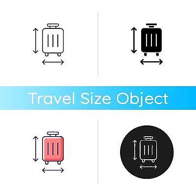 EPS 해외이미지 디자인 화살표 라인일러스트 일러스트 사람없음 세트 캐리어 여행가방 짐 크기 측정 오브젝트 수하물 해외일러스트 가방 파일형식 벡터 이미지허브