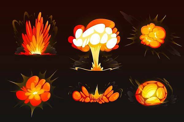 EPS 해외이미지 일러스트 불 사람없음 세트 연기 폭발 시각효과 효과 해외일러스트 자연요소 파일형식 벡터 이미지허브