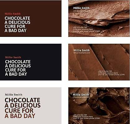 EPS 해외이미지 디자인 일러스트 비즈니스 명함 명함템플릿 사람없음 갈색 초콜릿 검은색 가로명함 해외일러스트 템플릿 컬러 디저트 파일형식 벡터 이미지허브