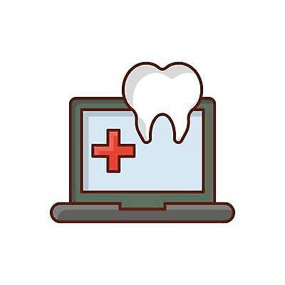 EPS 해외이미지 일러스트 의학 치과 사람없음 노트북 치아 십자표시 해외일러스트 표시 병원 전자제품 소화기관 파일형식 벡터 이미지허브