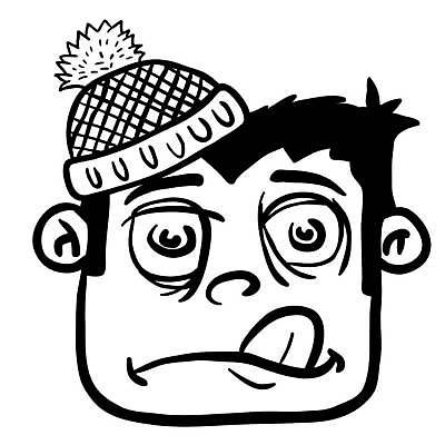 EPS 해외이미지 모자 옷 계절 남자 얼굴 겨울 일러스트 사람 소년 머리 표현 만화 혀 양모 고립 캡모자 해외일러스트 모자_잡화 잡화 어린이 신체부위 직물 입 파일형식 벡터 이미지허브