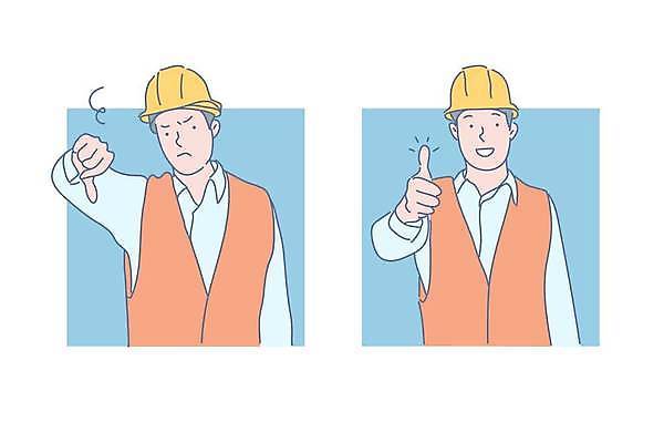EPS 해외이미지 라이프스타일 남자 하늘색 일러스트 웃음 상반신 성인 두명 일상 사각형 최고 찡그림 안전모 비난 안전조끼 성인남자만 건설근로자 해외일러스트 도형 직업 표정 사람 라이프 생활 파란색 헬멧 안전장비 남자만 성인만 파일형식 벡터 이미지허브