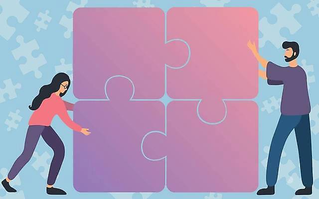 EPS 해외이미지 전신 여자 남자 하늘색 백그라운드 컨셉 일러스트 비즈니스 협력 프레임 함께함 성인 두명 보라색 비즈니스맨 비즈니스우먼 퍼즐 퍼즐조각 해결 맞추기 얼굴없음 성인만 카피스페이스 브레인스토밍 해외일러스트 컬러 조각 모션 사람 파란색 공백 직장인 파일형식 벡터 이미지허브