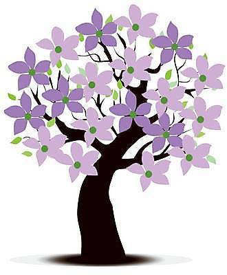 EPS 해외이미지 나무 꽃 일러스트 추상 사람없음 보라색 해외일러스트 식물 컬러 무늬 파일형식 벡터 이미지허브