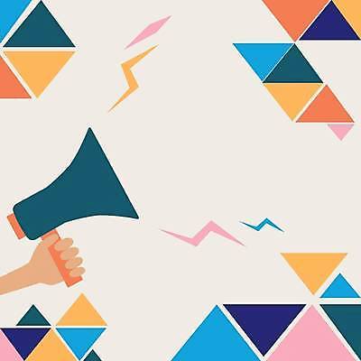 EPS 해외이미지 디자인 백그라운드 패턴 일러스트 들기 사람없음 확성기 외침 잡기 손모양 카피스페이스 해외일러스트 모양 무늬 모션 소리 공백 파일형식 벡터 손_신체부위 이미지허브