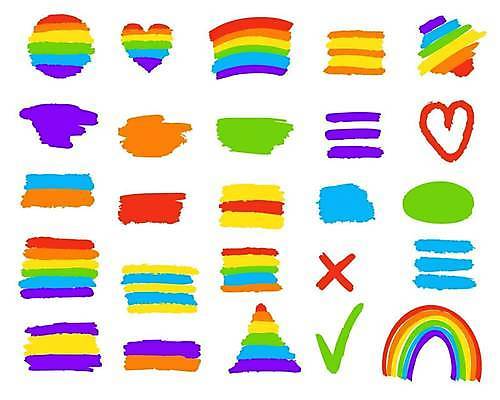 EPS 해외이미지 무지개 일러스트 사람없음 하트 체크표시 무지개색 성소수자 해외일러스트 자연요소 모양 컬러풀 확인 파일형식 벡터 이미지허브