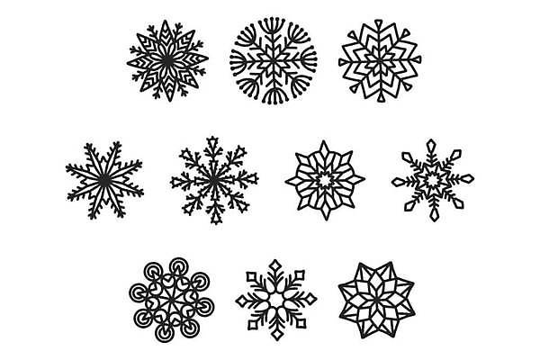 EPS 해외이미지 겨울 일러스트 사람없음 세트 검은색 눈송이 눈꽃무늬 엘리먼트 해외일러스트 계절 컬러 무늬 눈꽃 눈_날씨 파일형식 벡터 이미지허브