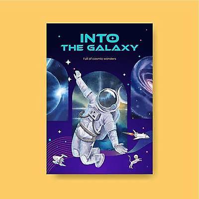 EPS 해외이미지 포스터 일러스트 한명 사람 성인 우주 행성 우주비행사 우주선 우주복 공학 갤럭시 성인한명만 해외일러스트 1 옷 교육 성인만 파일형식 벡터 이미지허브