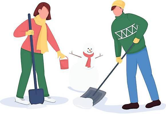 EPS 해외이미지 전신 커플 여자 남자 장갑 겨울 일러스트 눈사람 서기 들기 성인 두명 목도리 눈 삽 양동이 눈치우기 얼굴없음 성인만 해외일러스트 자연요소 잡화 계절 관계 모션 날씨 사람 치우기 파일형식 벡터 이미지허브