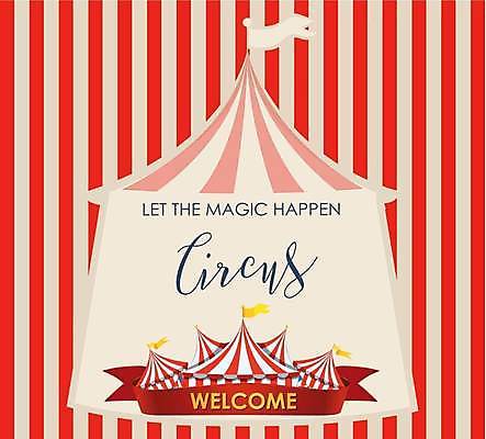EPS 해외이미지 리본 일러스트 타이포그라피 사람없음 빨간색 놀이공원 깃발 서커스 천막 해외일러스트 문자 컬러 테마파크 파일형식 벡터 이미지허브