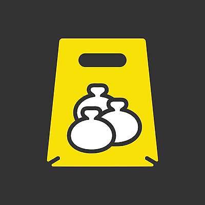 EPS 해외이미지 일러스트 포장 사람없음 종이봉투 노란색 검은색 만두 배달음식 해외일러스트 음식 컬러 봉투 배달 파일형식 벡터 이미지허브