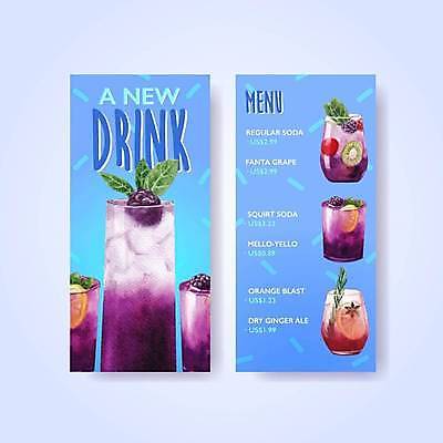 EPS 해외이미지 하늘색 일러스트 잔 사람없음 주스 과일주스 민트 메뉴판 블랙베리 로즈메리 소다 해외일러스트 식기 음료 과일 파란색 허브 파일형식 벡터 이미지허브