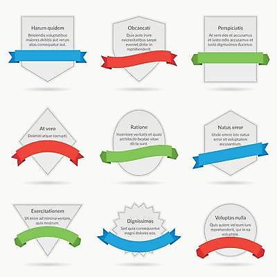 EPS 해외이미지 배너 리본 스티커 일러스트 사람없음 세트 사각형 원형 삼각형 마름모 육각형 방패모양 해외일러스트 모양 도형 방패 파일형식 벡터 이미지허브