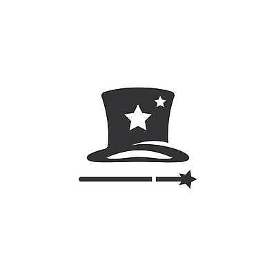 EPS 해외이미지 일러스트 사람없음 검은색 마술 마술봉 마술사모자 마술쇼 해외일러스트 모자_잡화 컬러 마술도구 파일형식 벡터 이미지허브