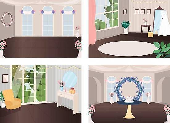 EPS 해외이미지 나무 꽃 화분 구두 웨딩드레스 결혼 일러스트 창문 탁자 결혼식 사람없음 선물상자 소파 카펫 거울 커튼 웨딩케이크 화장대 신부대기실 알전구 예식장 해외일러스트 식물 드레스 가구 신발 의자 전구 선물 이벤트 상자 케이크 공간 대기실 파일형식 벡터 이미지허브