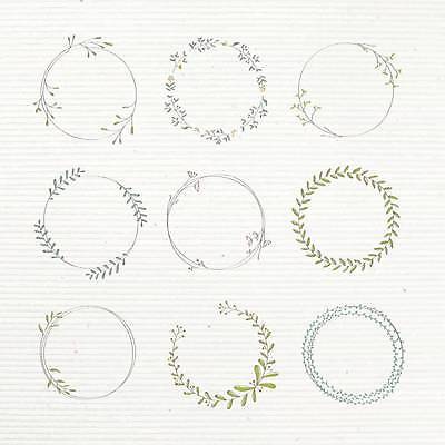 EPS 해외이미지 꽃 잎 일러스트 프레임 사람없음 세트 원형 해외일러스트 도형 식물 파일형식 벡터 이미지허브