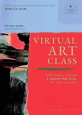 EPS 해외이미지 포스터 일러스트 사람없음 빨간색 파란색 미술교육 가상공간 유화 가상현실 온라인클래스 해외일러스트 교육 컬러 미술 클래스 파일형식 벡터 이미지허브
