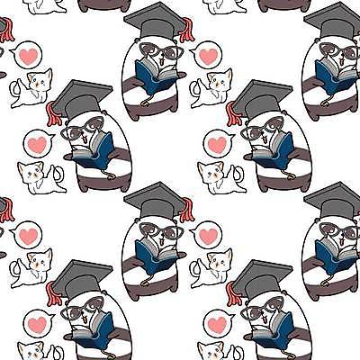 EPS 해외이미지 동물캐릭터 말풍선 패턴 여러마리 일러스트 학사모 들기 사람없음 책 눕기 귀여움 고양이 패턴백그라운드 흰색 판다 안경낌 해외일러스트 일러캐릭터 동물 캐릭터 모자_잡화 안경 컬러 다수 백그라운드 컨셉 무늬 졸업 곰 포유류 모션 반려동물 파일형식 벡터 이미지허브