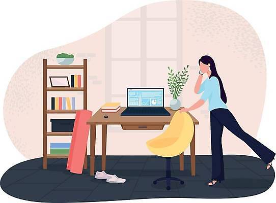 EPS 해외이미지 전신 여자 의자 일러스트 직장 한명 성인 노트북 사무실 운동 업무 비즈니스우먼 만화 책상 통화 성인여자한명만 해외일러스트 1 가구 회사 비즈니스 모션 건강 사람 전자제품 작업 직장인 여자한명만 성인여자만 파일형식 벡터 이미지허브