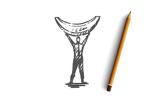 EPS 해외이미지 전신 남자 일러스트 한명 들기 성인 만세 멜론 스케치 손그림 과일조각 얼굴없음 성인남자한명만 해외일러스트 1 조각 과일 모션 미술 사람 남자한명만 성인남자만 파일형식 벡터 이미지허브