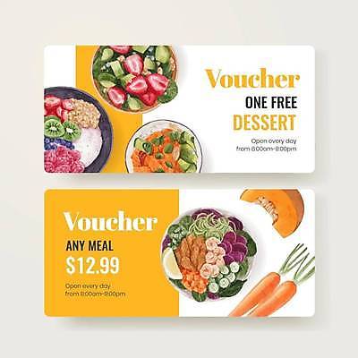 EPS 해외이미지 그릇 접시 영어 일러스트 호박 타이포그라피 사람없음 노란색 당근 샐러드 티켓 상품권 연어 과일샐러드 연어샐러드 해외일러스트 문자 식기 음식 컬러 채소 뿌리채소 어류 파일형식 벡터 이미지허브