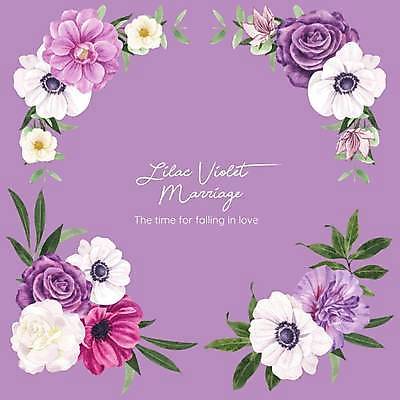 EPS 해외이미지 꽃 잎 일러스트 글자캘리그라피 사람없음 보라색 꽃프레임 아네모네 해외일러스트 식물 컬러 캘리그라피 프레임 파일형식 벡터 이미지허브