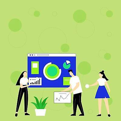 EPS 해외이미지 전신 디자인 여자 남자 백그라운드 일러스트 비즈니스 들기 성인 세명 스크린 자료 성장 비즈니스맨 비즈니스우먼 플랫 대표 얼굴없음 성인만 카피스페이스 해외일러스트 모션 사람 공백 직장인 파일형식 벡터 이미지허브