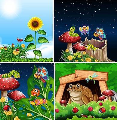 EPS 해외이미지 나무 식물 동물 공원 꽃 야생동물 어린이 곤충 일러스트 상상 동화 생물 매달리기 개구리 양서류 가면 풍경 야외 초록색 세트 벌레 작음 만화 자르기 장면 공상 리빙 두꺼비 내추럴 동물상 가상 환상 시리즈 해외일러스트 공공시설 컬러 컨셉 모션 사람 조형물 크기 파일형식 벡터 이미지허브