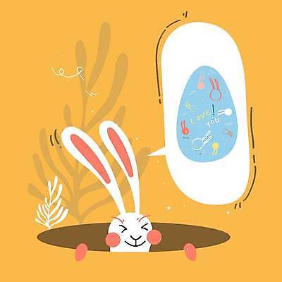 EPS 해외이미지 전통 행복 종교 말풍선 일러스트 부활절 사람없음 장식 노란색 계란 축제 축하 토끼 구멍 해외일러스트 기념일 감정 컬러 컨셉 포유류 반려동물 알 파일형식 벡터 이미지허브